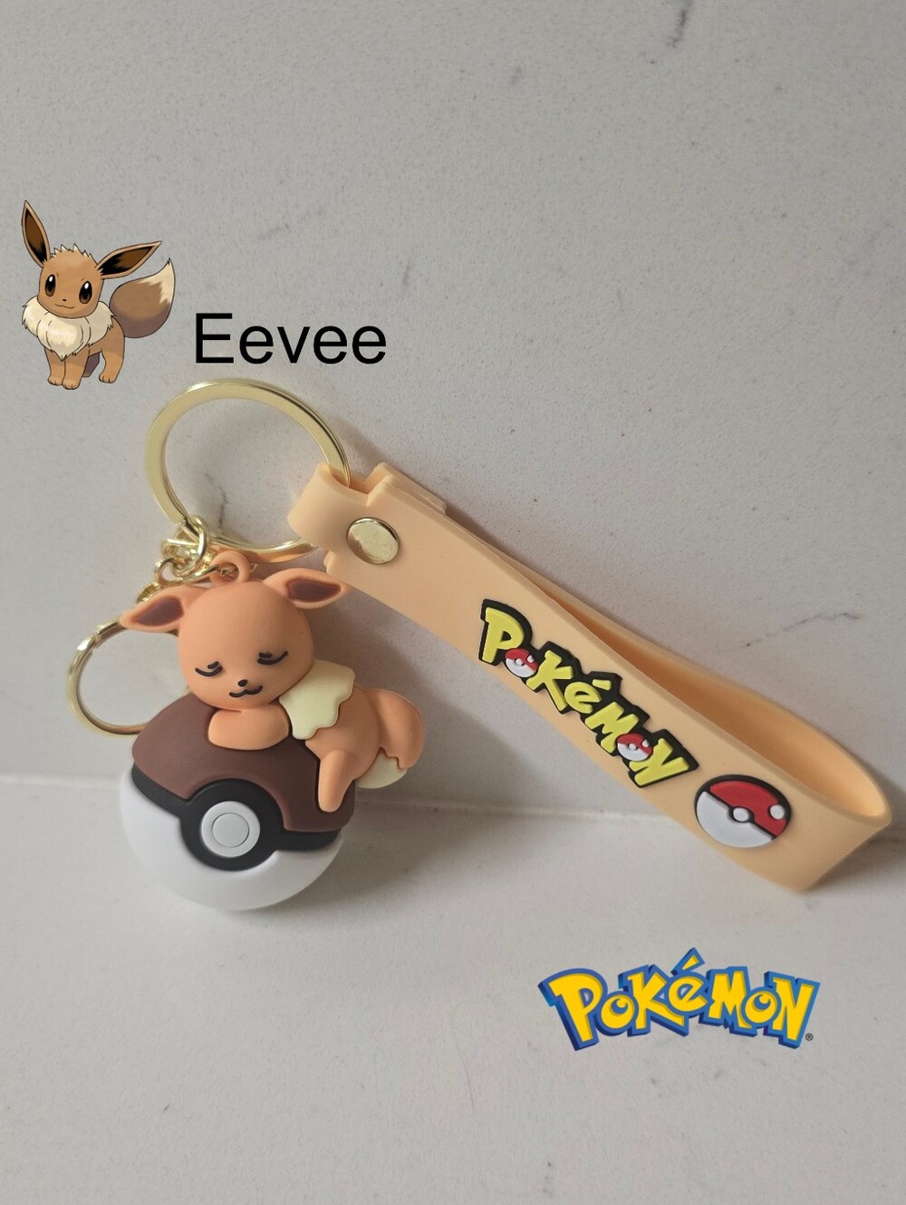 Pokemon Eevee Sleeping Pokéball Keychain & Strap
